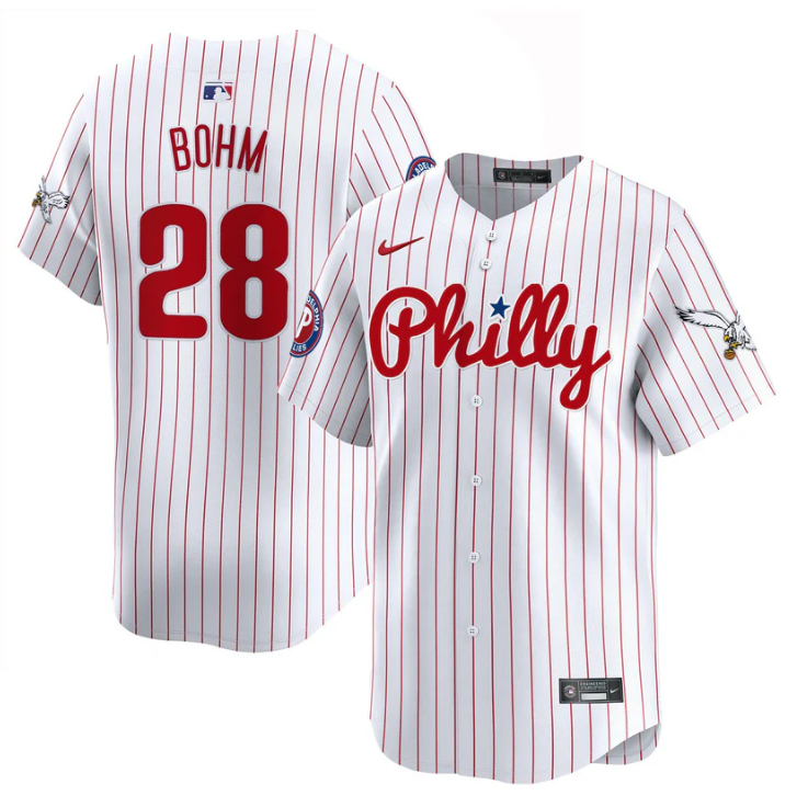Alec Bohm Jersey #28 Phillies and Eagles Vapor Premier Limited Stitched Pinstripe