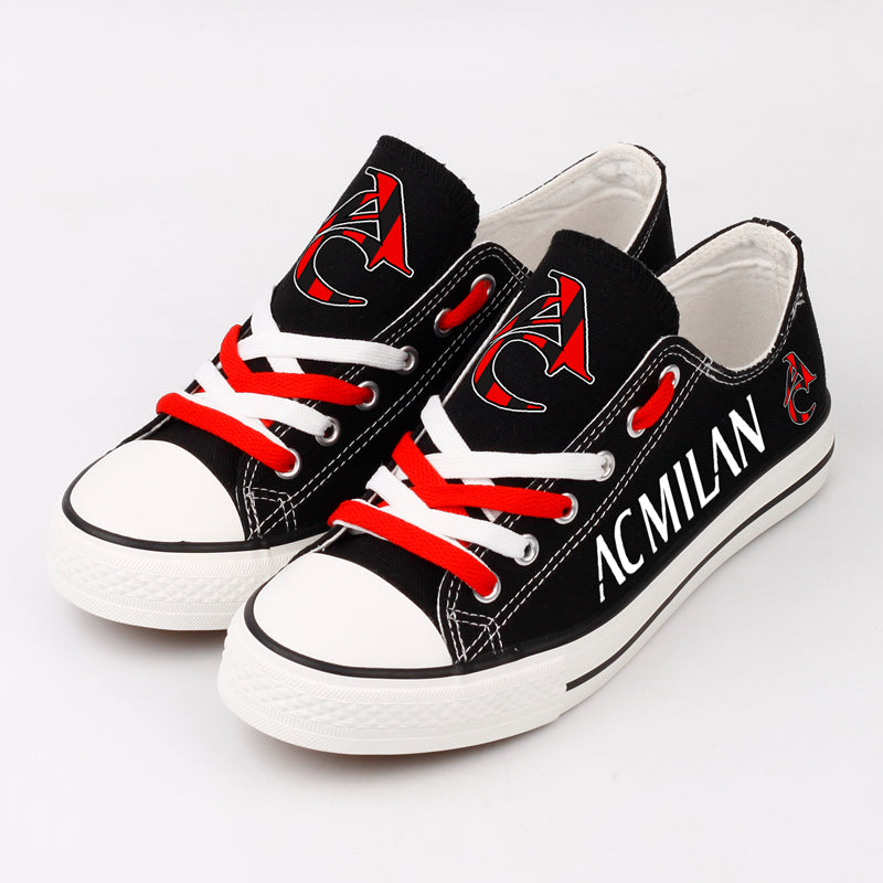 AC Milan Low Top Canvas Sport Sneakers Shoes For Men Women Fans