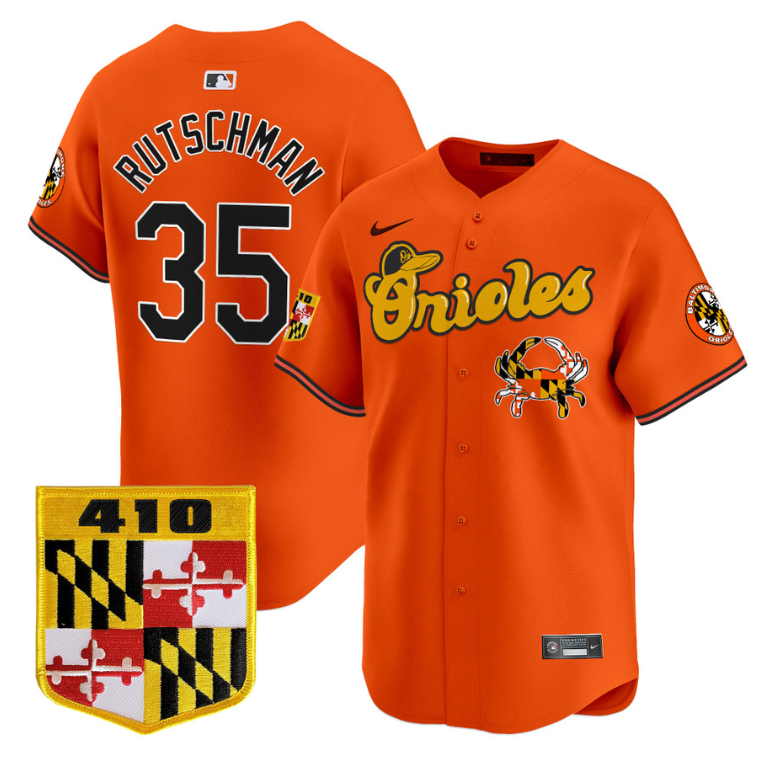 Adley Rutschman Jersey #35 Baltimore Orioles 410 & Chesapeake Crab Patch Limited Stitched Orange