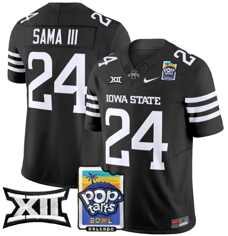 Abu Sama III Jersey #24 Iowa State 2025 PopTarts Bowl Patch Cardinal Alternate