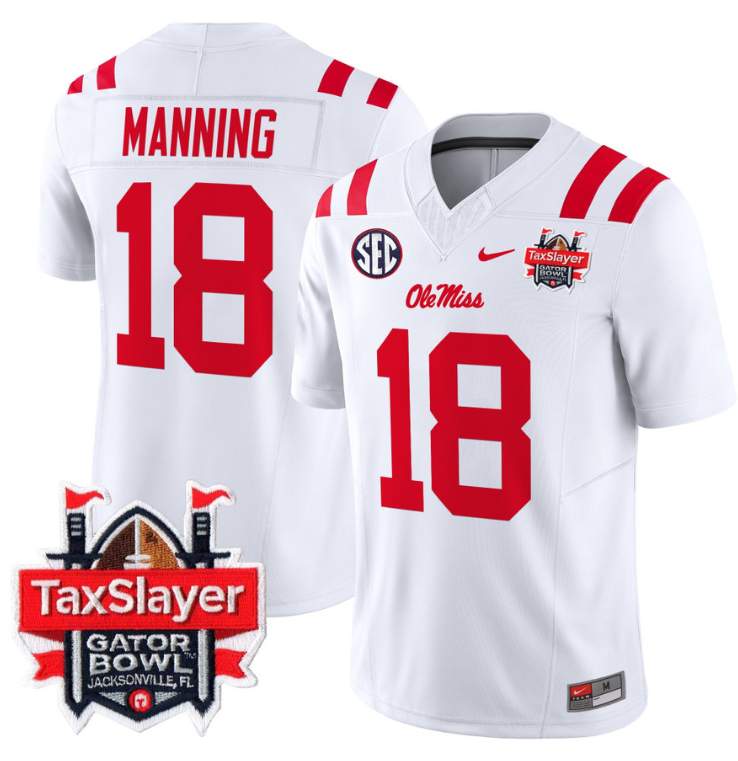Archie Manning Jersey #18 Ole Miss Rebels 2024 Gator Bowl V2 White