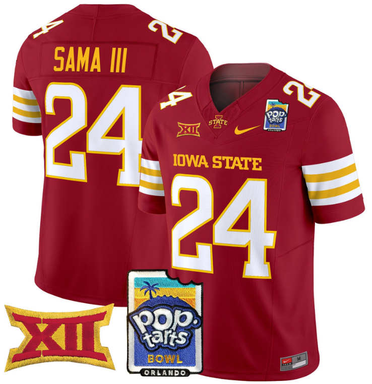 Abu Sama III Jersey #24 Iowa State 2025 PopTarts Bowl Patch Cardinal