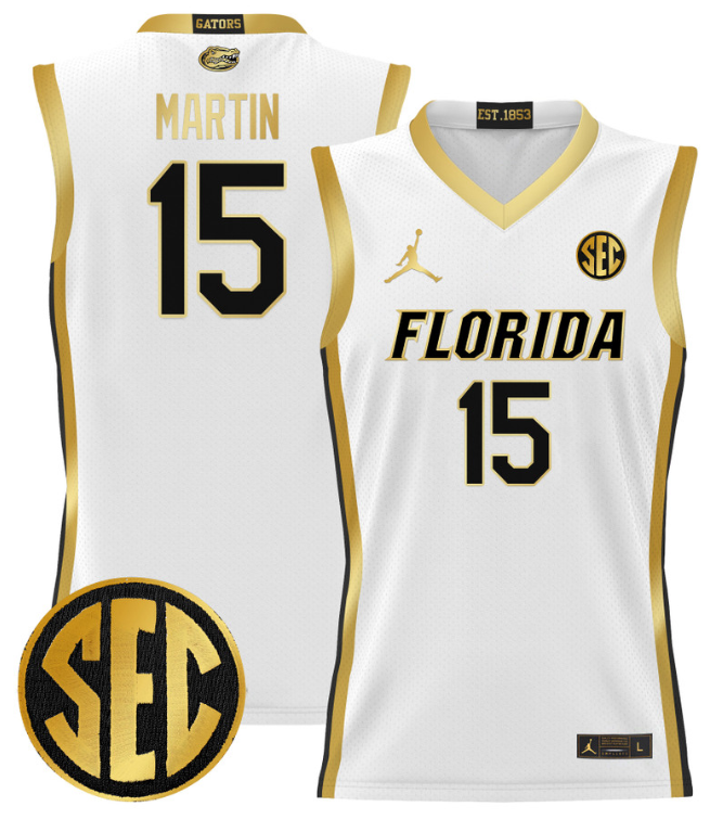 Alijah Martin Jersey #15 Florida Gators 2024 Lightweight Basketball White Gold