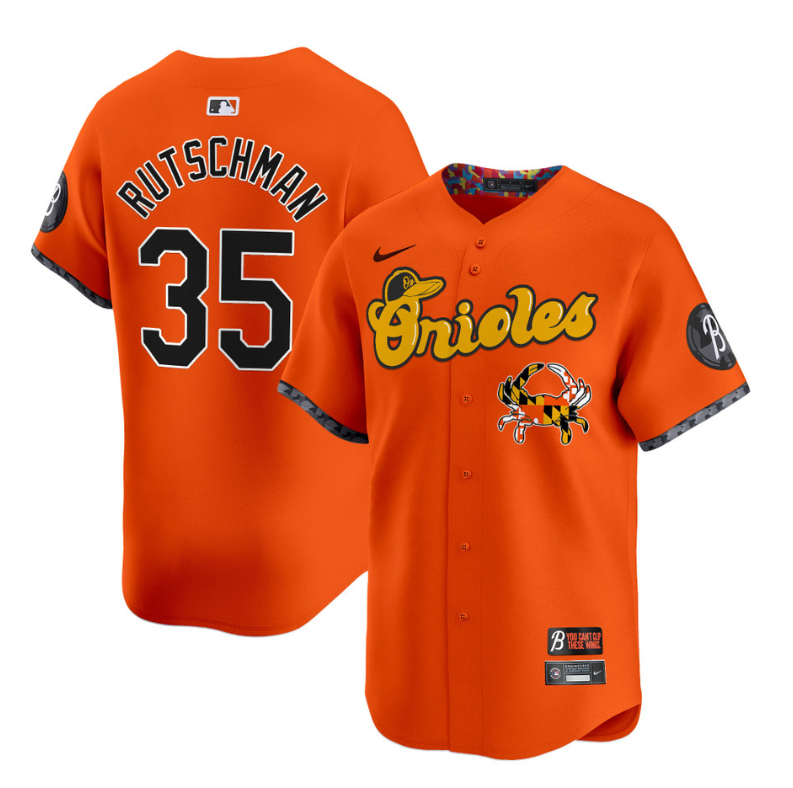 Adley Rutschman Jersey #35 Baltimore Orioles Maryland Blue Crab Vapor Stitched Orange