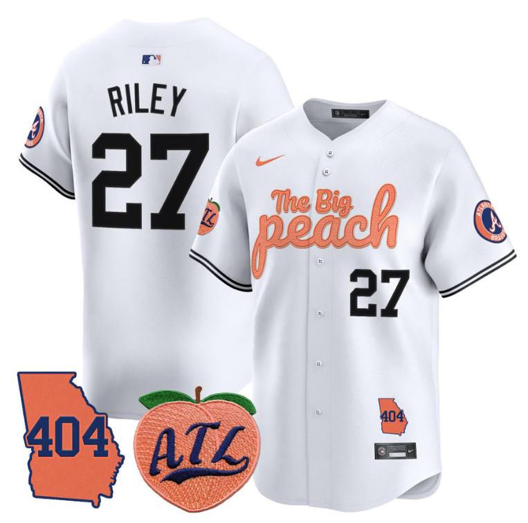 Austin Riley Jersey #27 Atlanta Braves 404 & The Big Peach Premier Limited Stitched White