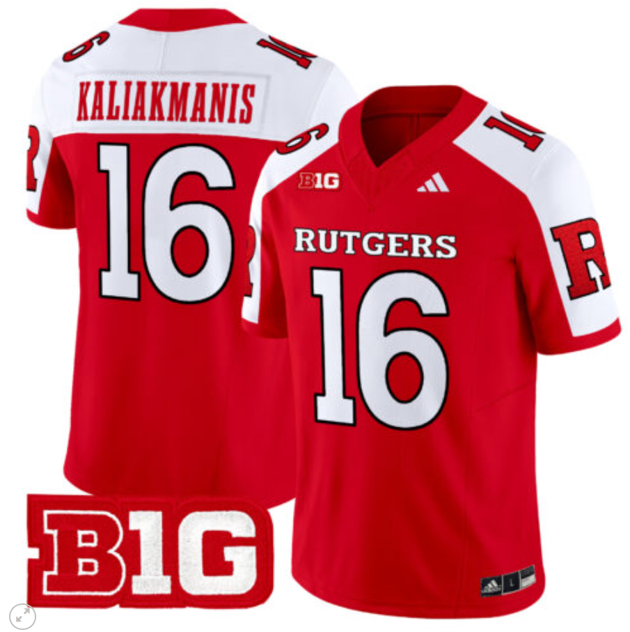 Athan Kaliakmanis Jersey #16 Rutgers Scarlet Knights Vapor Limited Football Red Alternate
