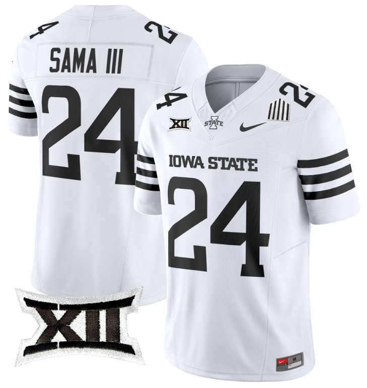 Abu Sama III Jersey #24 Iowa State Cyclones Vapor Limited College Football Stitched White