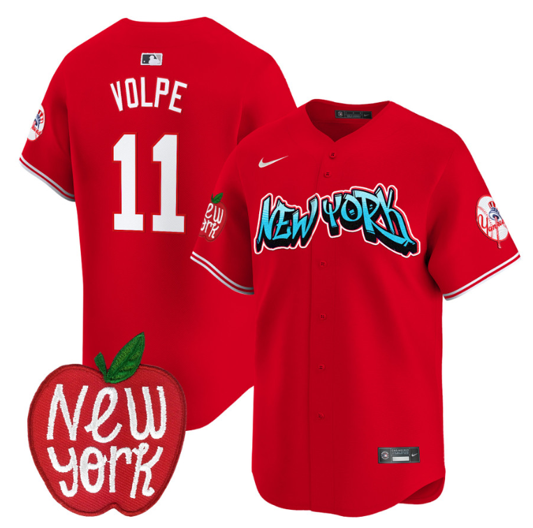 Anthony Volpe Jersey #11 New York Yankees Apple Patch Vapor Premier Limited Stitched Red