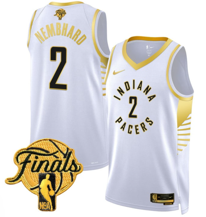 Andrew Nembhard Jersey #2 Indiana Pacers 2025 Finals Swingman Stitched White Gold