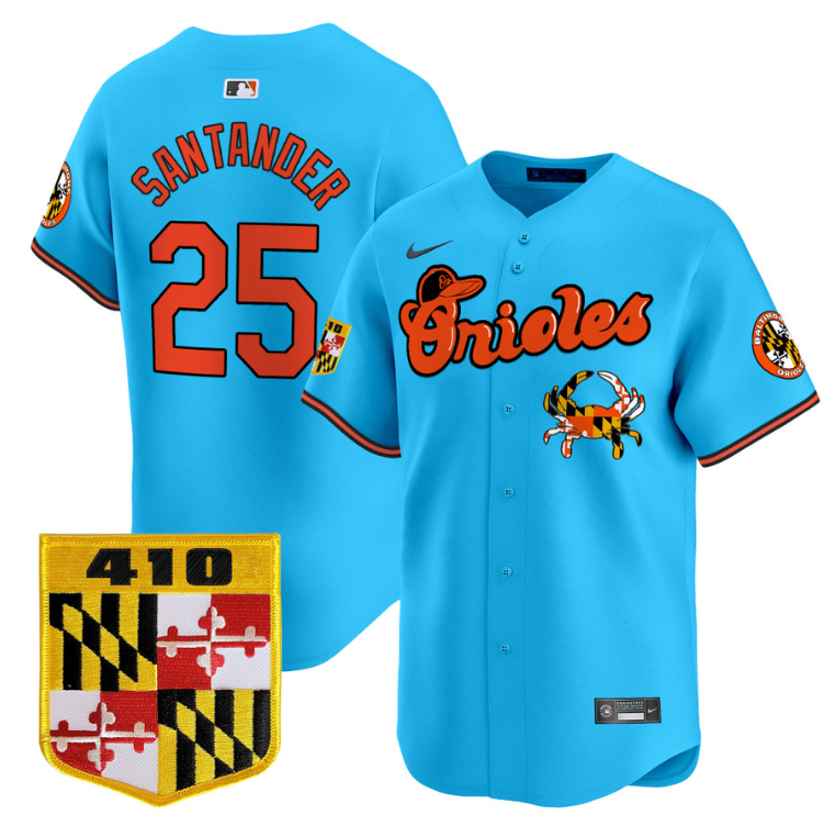 Anthony Santander Jersey #25 Baltimore Orioles 410 & Chesapeake Crab Patch Limited Stitched Light Blue