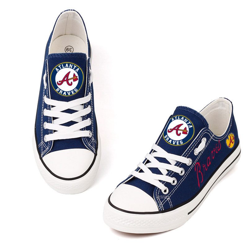 Atlanta Braves Limited Print MLB Baseball Fans Low Top Canvas Shoes Sport Sneakers
