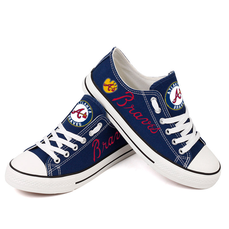 Atlanta Braves Limited Print MLB Baseball Fans Low Top Canvas Shoes Sport Sneakers