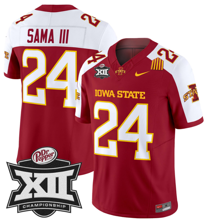 Abu Sama III Jersey #24 Iowa State 2024 Championship Patch Vapor Cardinal Alternate