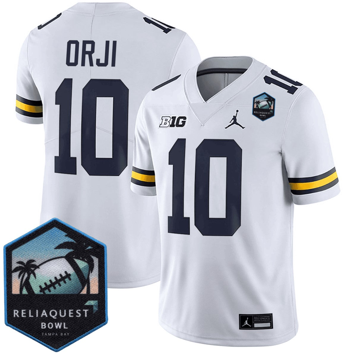 Alex Orji Jersey #10 Michigan Wolverines ReliaQuest Bowl Patch Vapor White