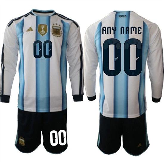 Argentina Custom Any Name And Number Long Sleeve National Team x World Cup 2026 Home White On Field Soccer