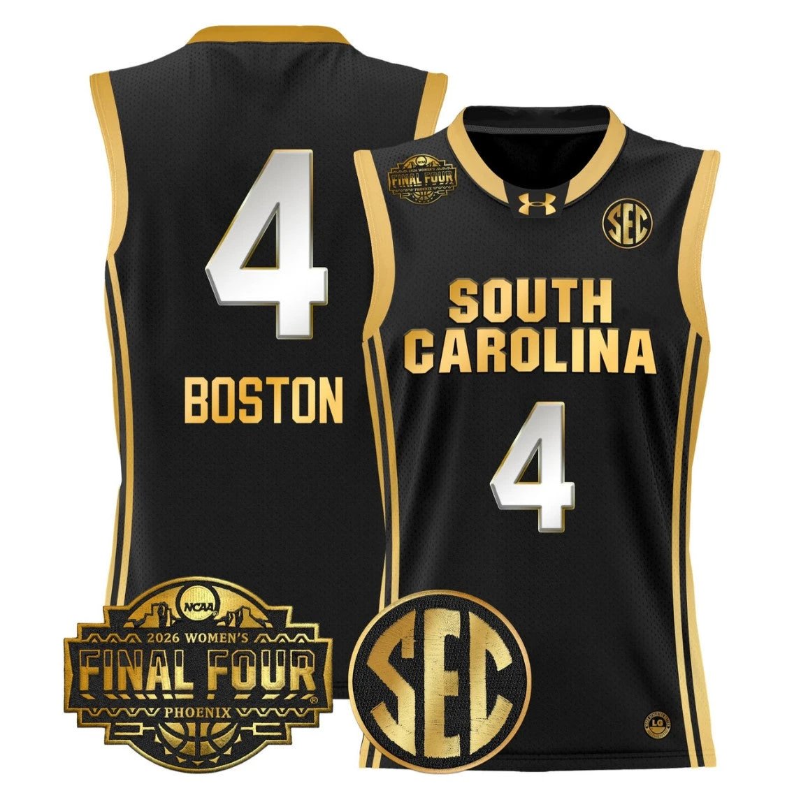 Aliyah Boston Jersey #4 South Carolina 2026 Final Four Stitched Black Gold