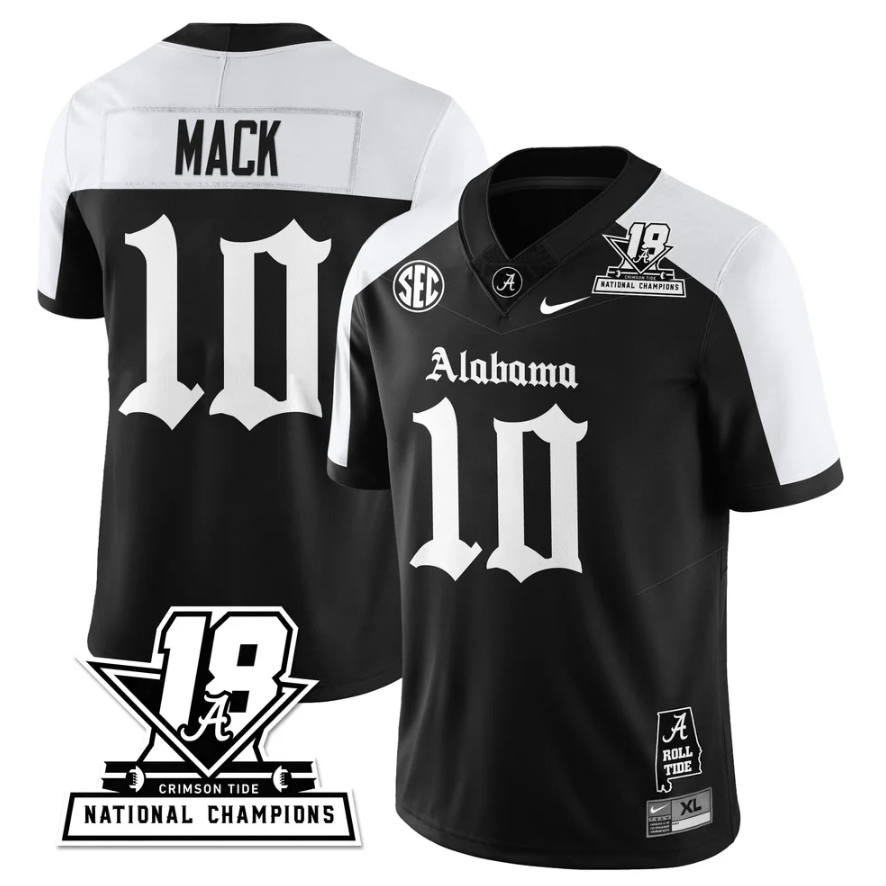 Austin Mack Jersey #10 Alabama Crimson 18x-Time National Champions Gothic