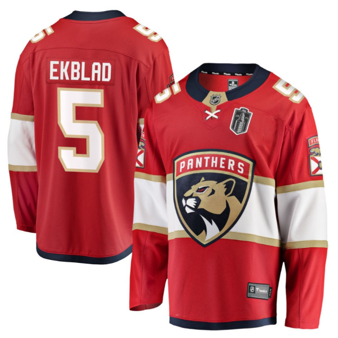 Aaron Ekblad 5 Florida Panthers 2025 Stanley Cup Final Home Breakaway Men Jersey Red