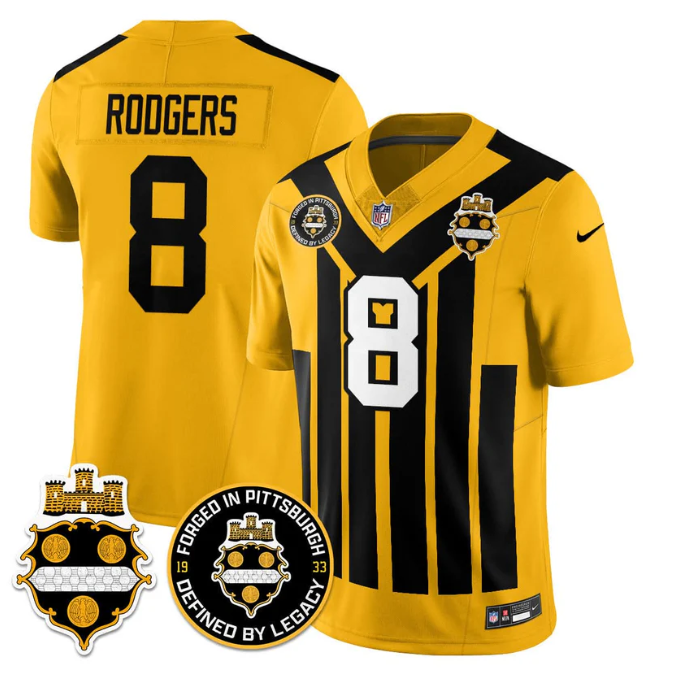 Aaron Rodgers Jersey #8 Alternate 1933 Throwback Limited All Stitched Gold