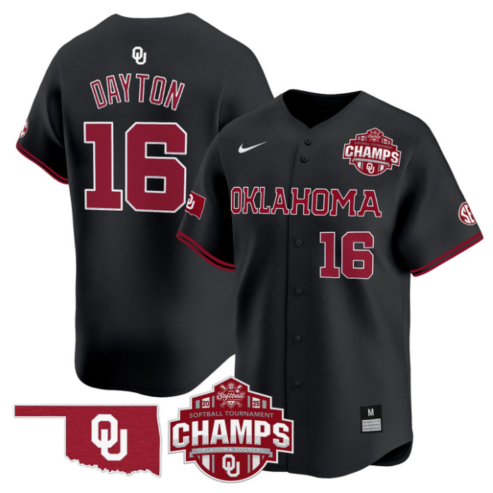 Abigale Dayton Jersey #16 Oklahoma Sooners 2025 SEC Champions Patch Limited Stitched Black