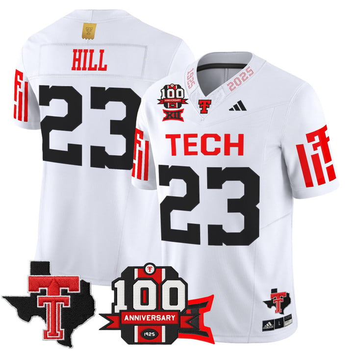 Adam Hill Jersey #23 Texas Tech 2025 100th Anniversary Patch Stitched