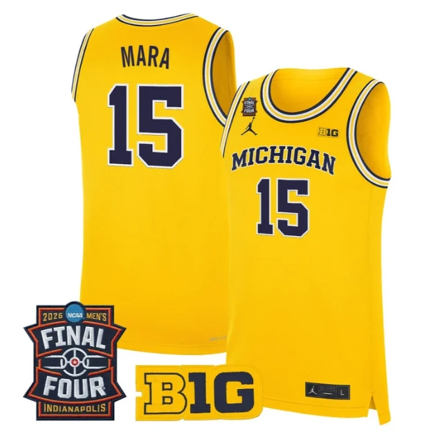 Aday Mara Jersey #15 Michigan Wolverines 2026 Final Four Stitched Maize