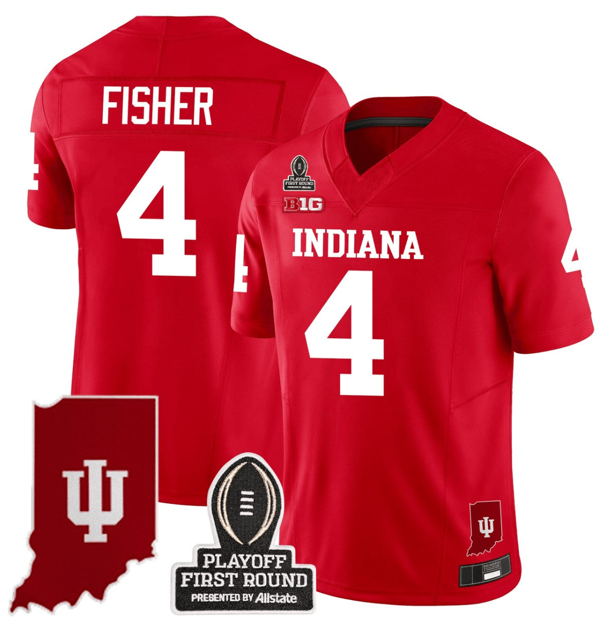 Aiden Fisher Jersey #4 Indiana Hoosiers CFP First Round Patch Football Red