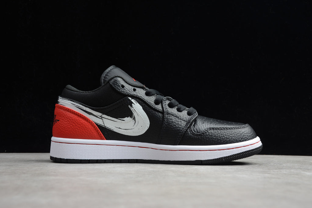 Air Jordan 1 Low Hand-painted Graffiti Black And Red