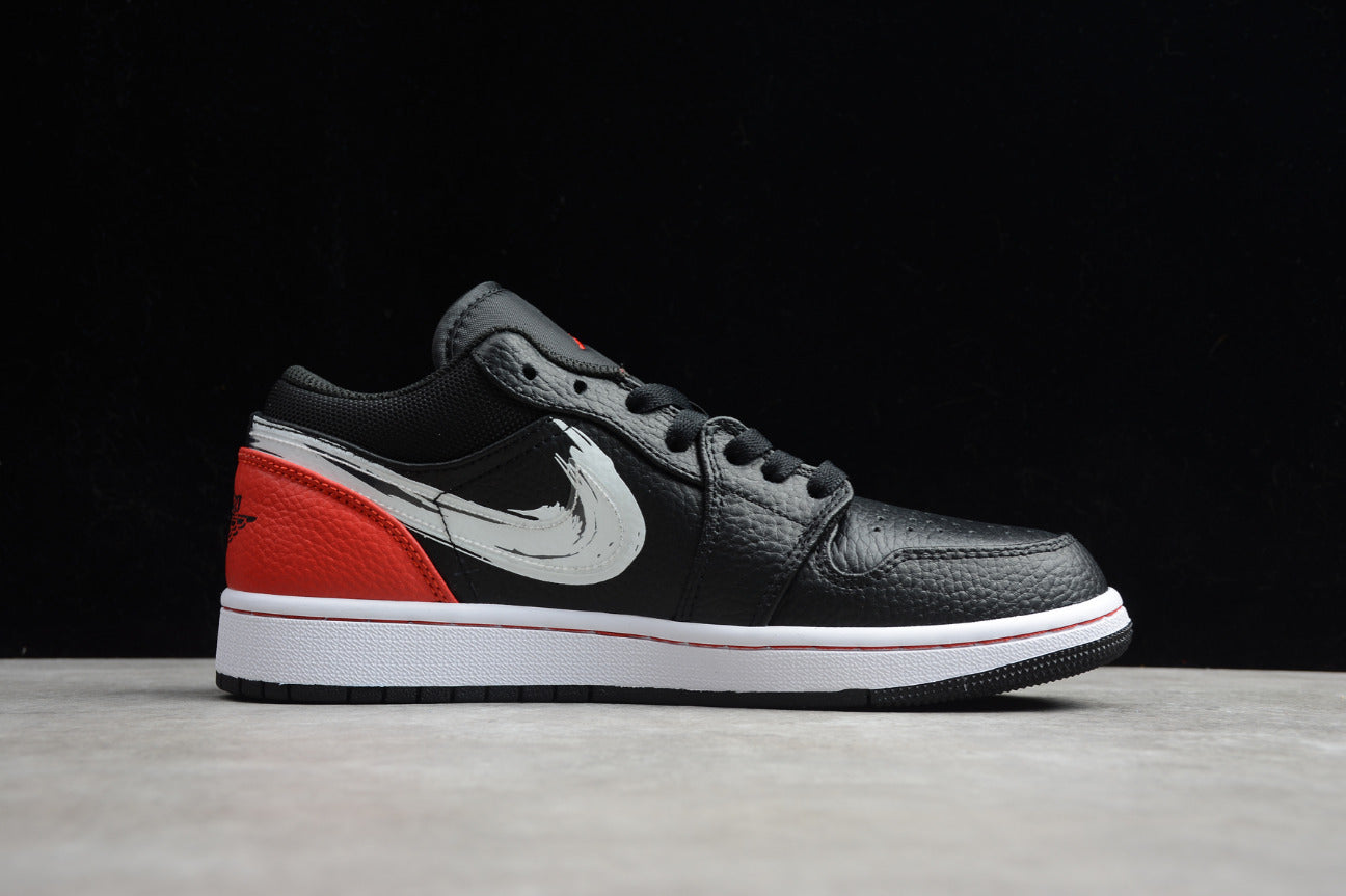 Air Jordan 1 Low Hand-painted Graffiti Black And Red