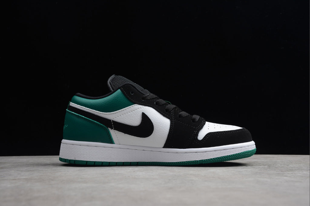 Air Jordan 1 Low Top Black And White Green