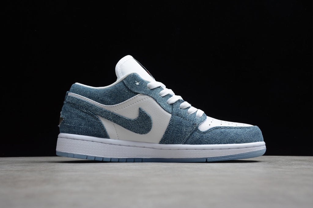 Air Jordan 1 Low Top Denim White Blue