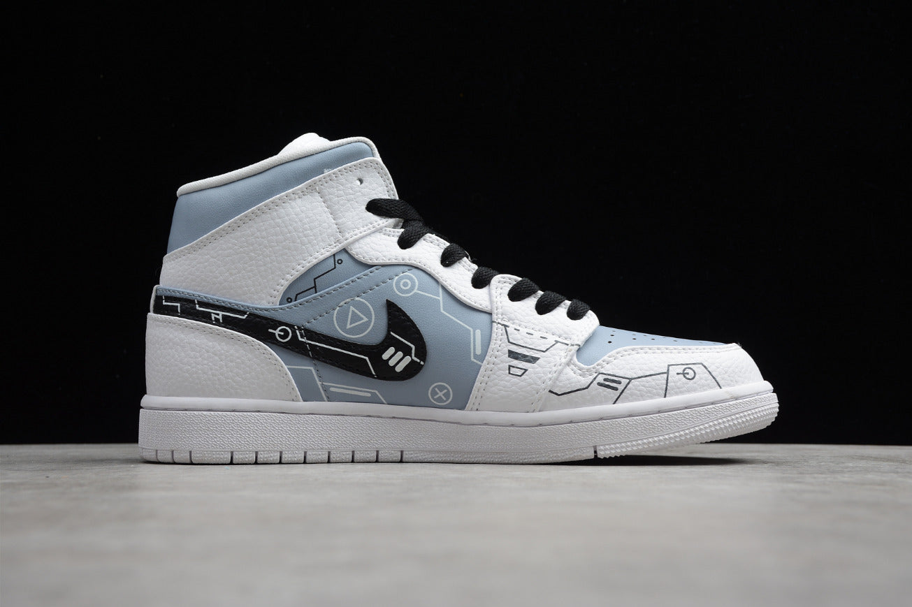 Air Jordan 1 Mid Black And White Gray