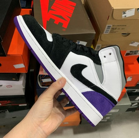 Air Jordan 1 Mid Black And White Purple