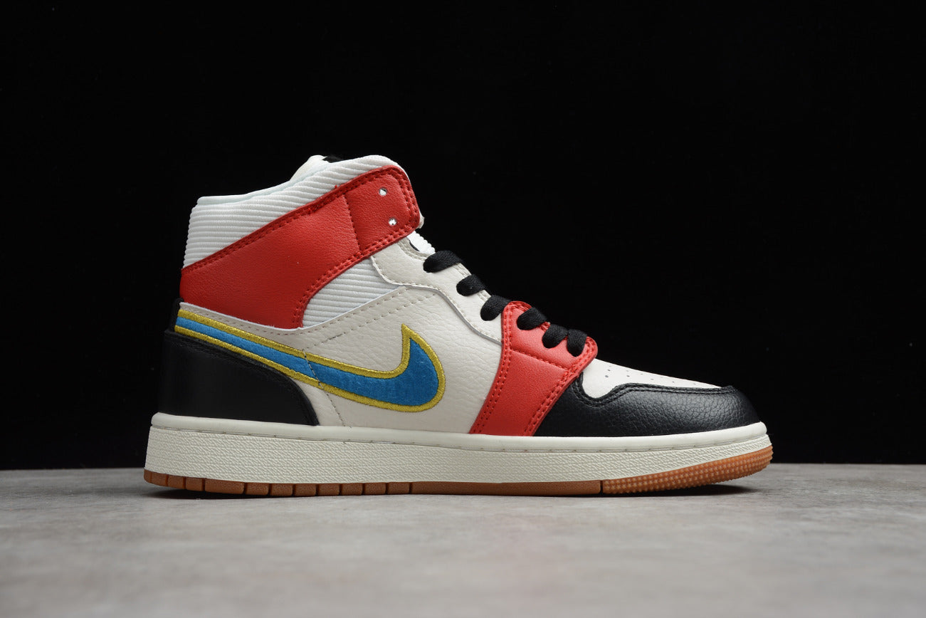 Air Jordan 1 Mid Black Red Blue