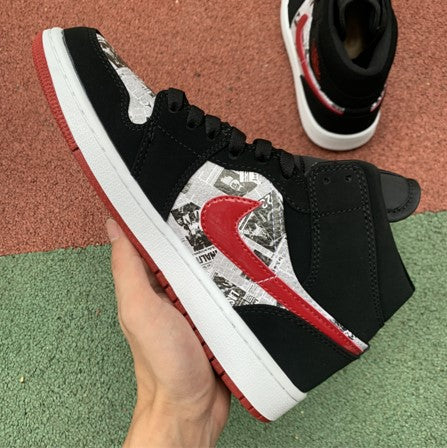 Air Jordan 1 Mid Black Red Pictorial