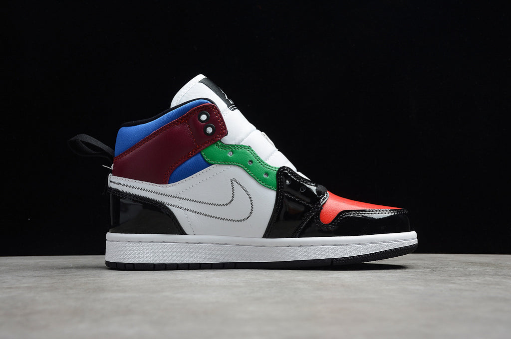Air Jordan 1 Mid Black White Multi-Color