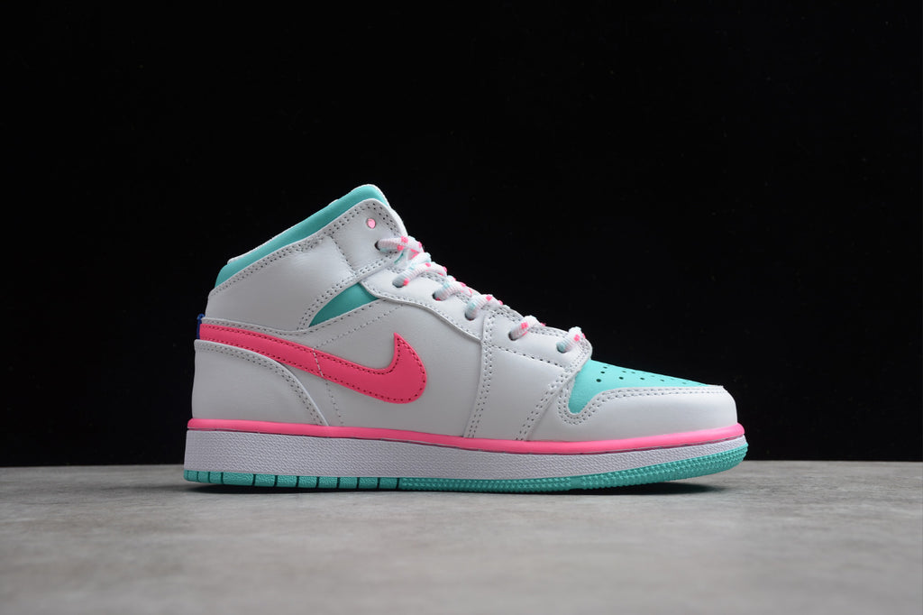 Air Jordan 1 Mid GS Aurora Green Pink