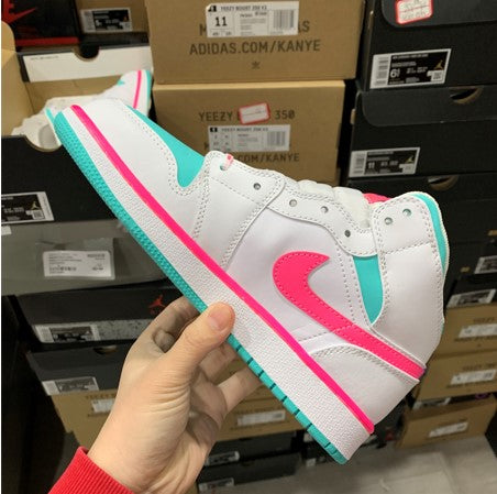 Air Jordan 1 Mid GS Pink Green Barbie Pink