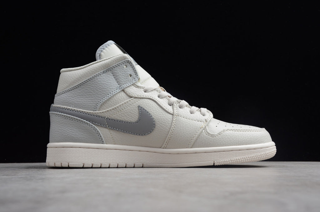 Air Jordan 1 Mid Rice White Gray