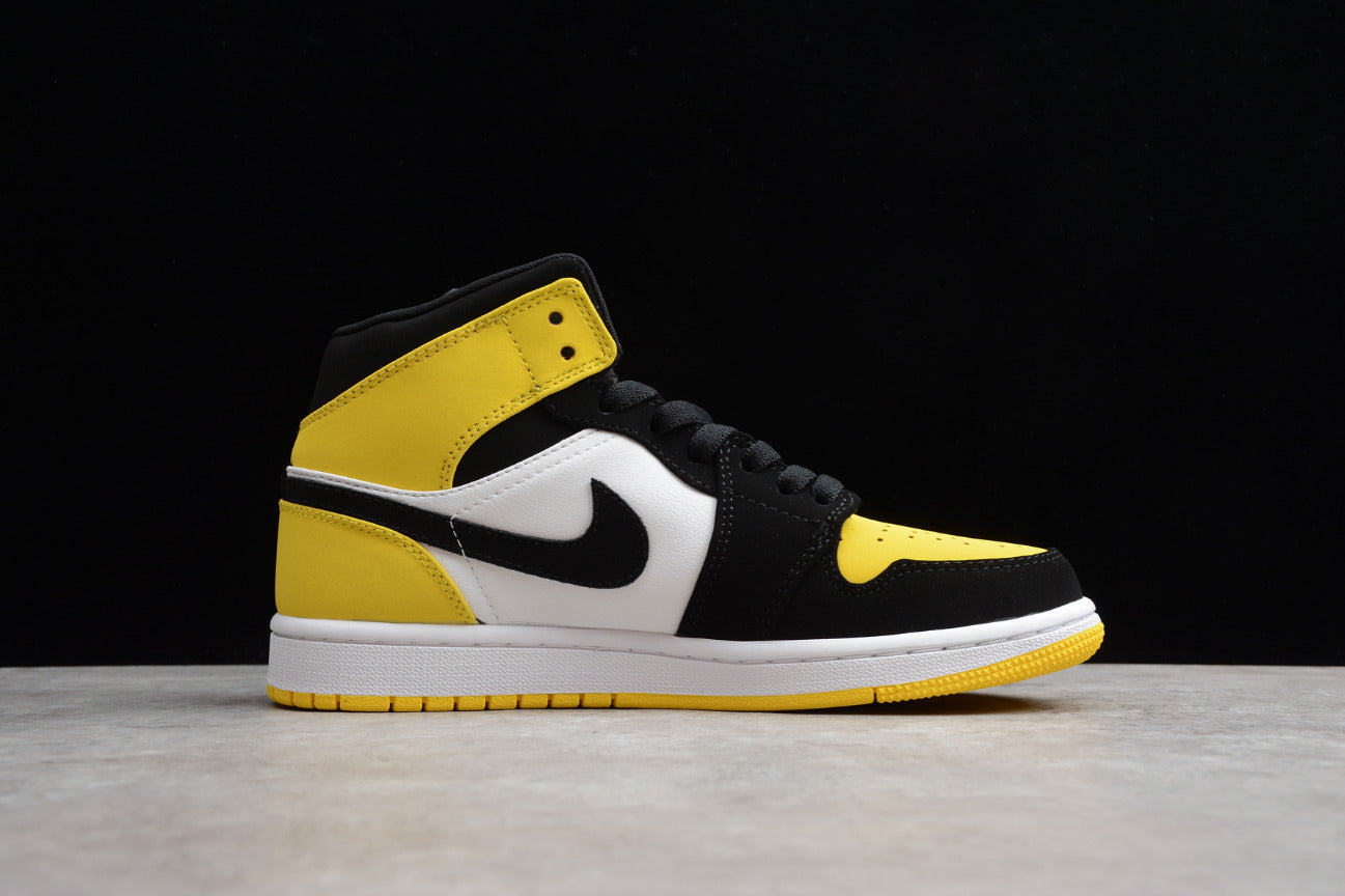 Air Jordan 1 Mid Toe Black And Yellow