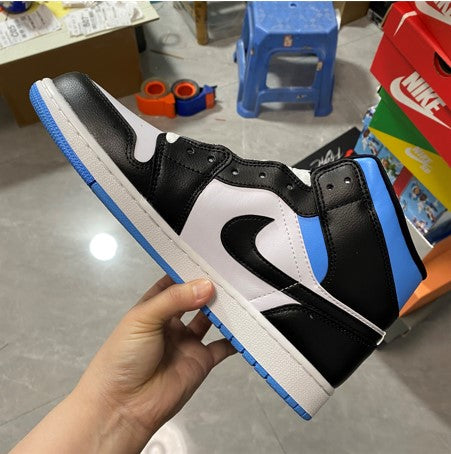 Air Jordan 1 Mid Top White Black-Royal Blue