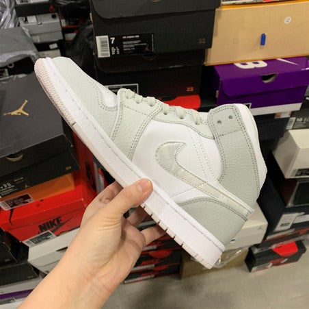 Air Jordan 1 Mid Top White Grey