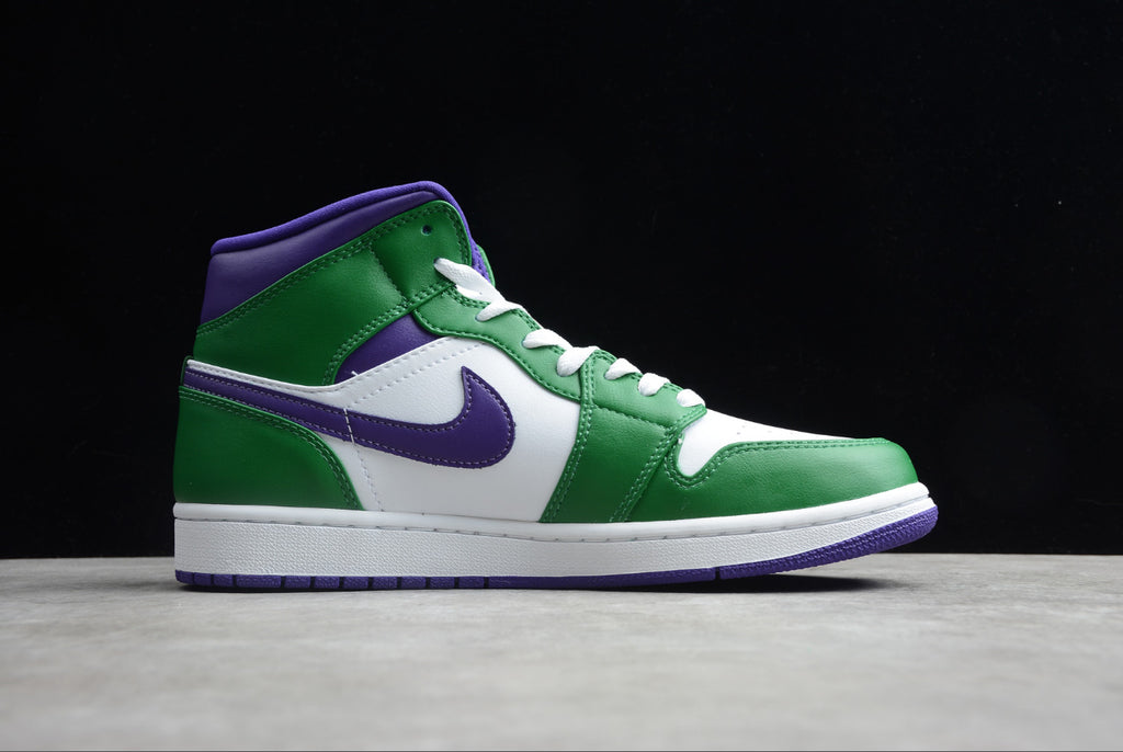 Air Jordan 1 Mid White Green Purple