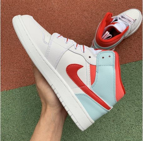 Air Jordan 1 Mid White Red Ice Blue