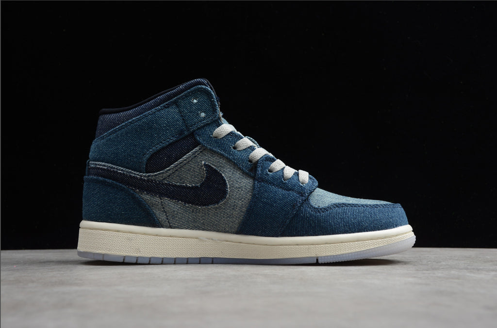 Air Jordan 1 Mid White Transparent Blue Denim