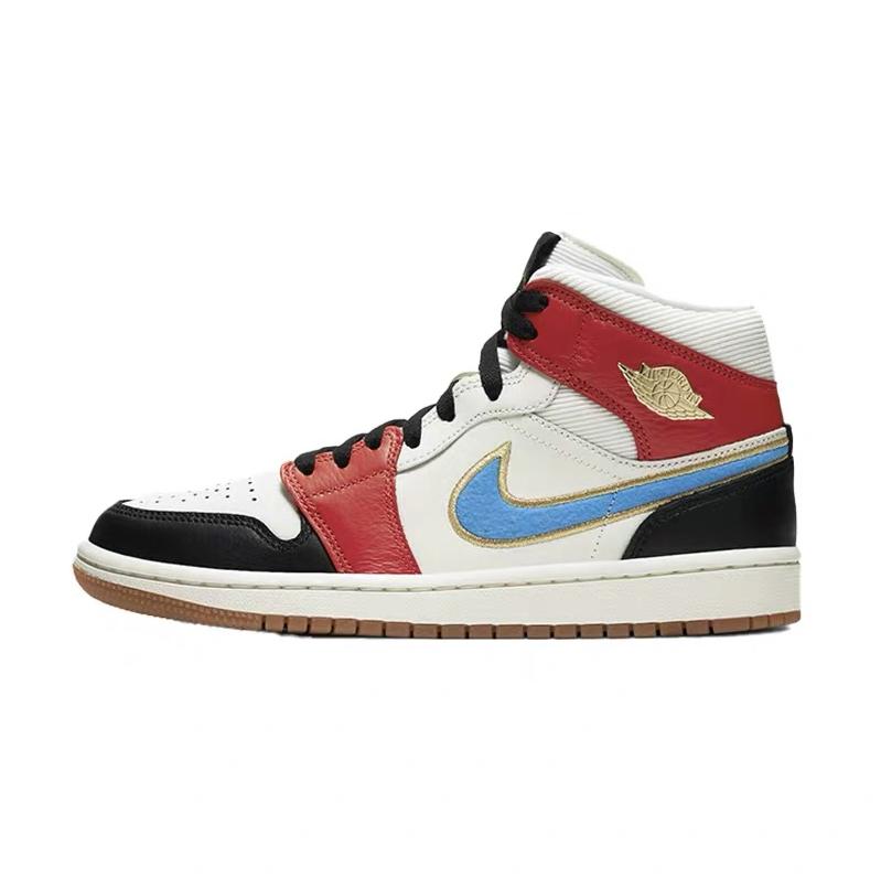 Air Jordan 1 Mid Woman Let(Her) Man Blue White Red Black