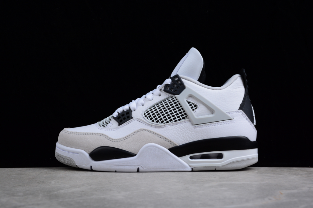 Air Jordan 4 Bright White Military Black
