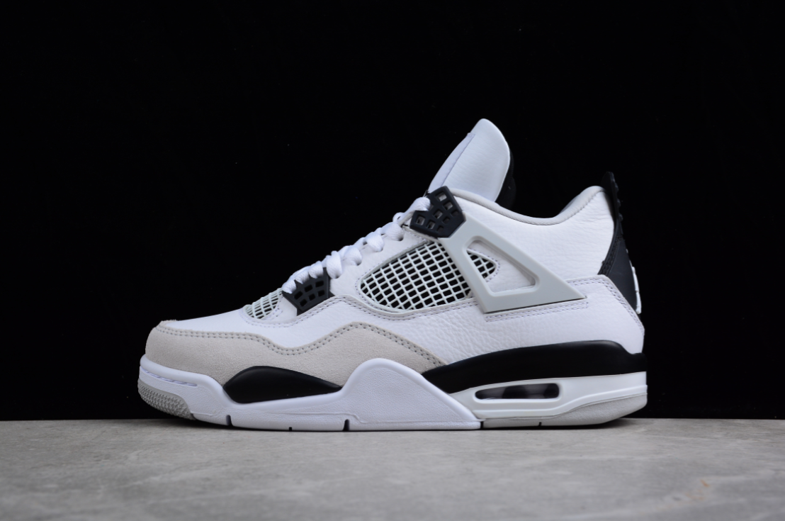 Air Jordan 4 Bright White Military Black