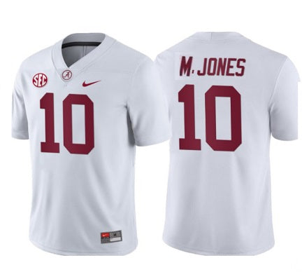 Alabama Crimson Tide #10 Mac Jones Football Jersey White