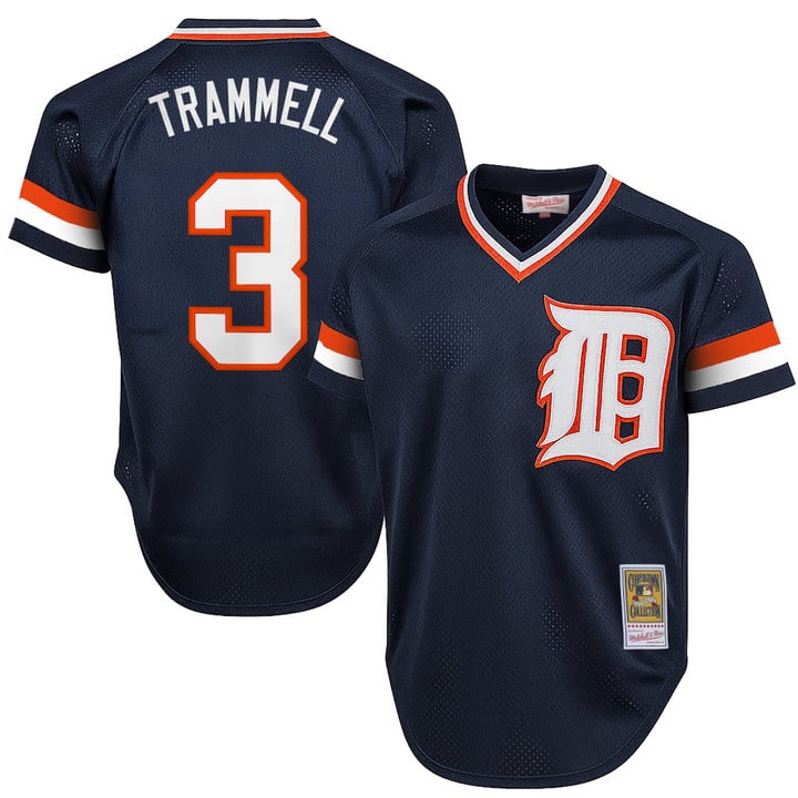 Alan Trammell Jersey #3 Detroit Tigers Throwback Cooperstown Stitched Navy